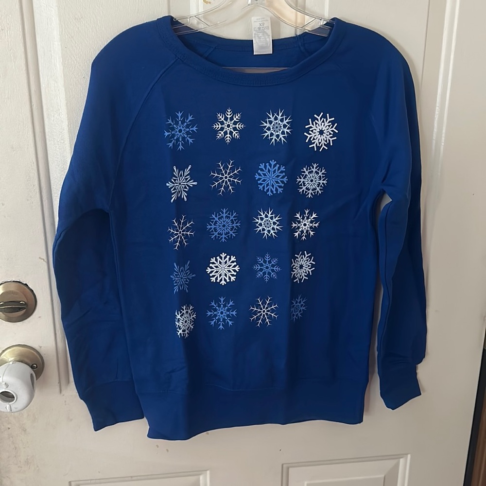 INDEPENDENT TRADING COMPANY WOMEN’S SNOWFLAKE SWEATSHIRT: BLUE: NWOT: SZ XS